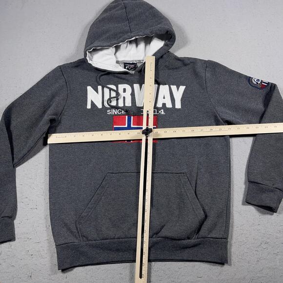 Scandinavian Explorer Hoodie Mens XS Flag Pullover‎ Sweatshirt Norway 1814 Patch - Picture 4 of 9